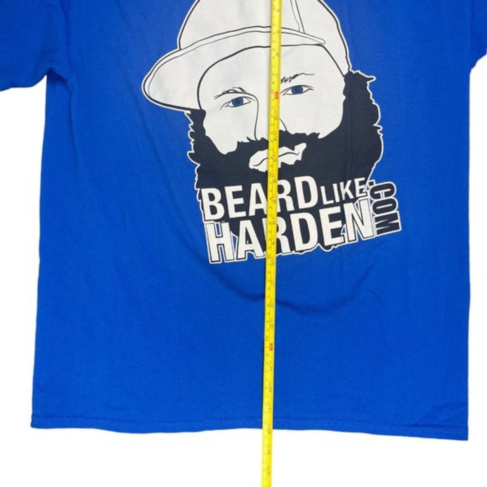James Harden Beard Blue T-shirt Gildan Size Large Basketball OKC Thunder Playoff - Picture 4 of 8
